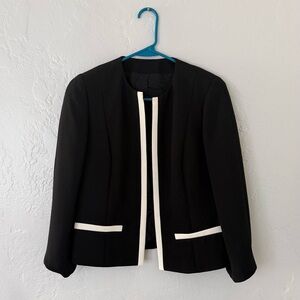 Black and White Open Front Blazer